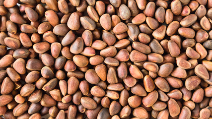 top view, pine nuts, natural food, close-up