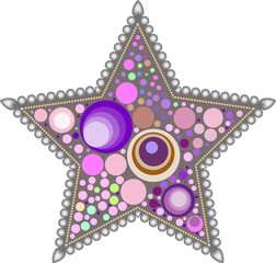 vector illustration of a star in pointillism style. dotted pattern.
