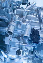 Metallic background of car suspension and gear