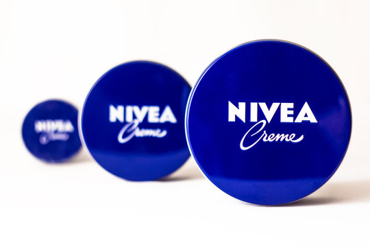Kiev, Ukraine - Aug 31, 2017: Nivea cosmetic moisturizer for skin in a can.