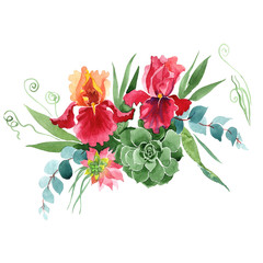 Bouquet floral botanical flowers. Watercolor background illustration set. Isolated bouquets illustration element. - 295907037