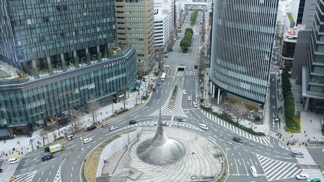 Cars running roundabout in nagoya japan