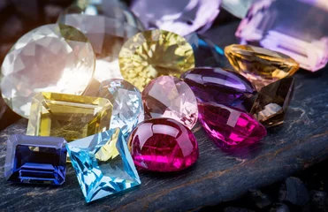 Keuken spatwand met foto Collection mix colorful of gemstones jewelry. © NPD stock