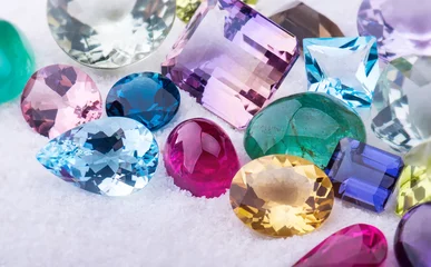 Rolgordijnen Collection mix colorful of gemstones jewelry. © NPD stock