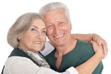Close up portrait of happy senior couple