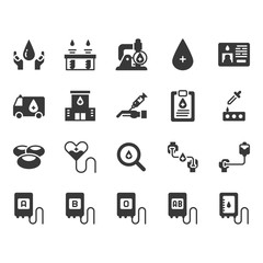 Blood donation icon set