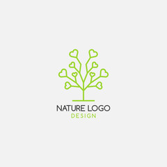 concept logo love linear tree. icon template - vector