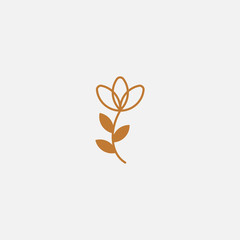 flower linear logo template. cosmetic, natural icon - vector
