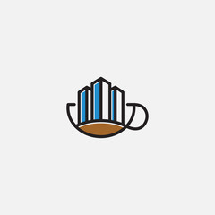 Coffee City logo designs concept. Coffee Building logo template - vector