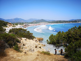 Transparent and turquoise sea in Porto Giunco, Sardinia, Italy