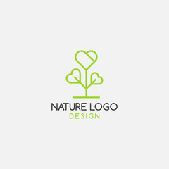 concept logo love linear tree. icon template - vector