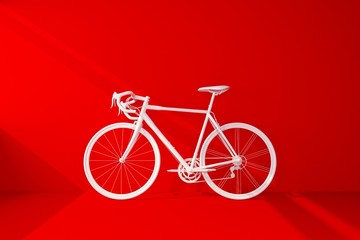 Fototapeta premium white bike on red wall