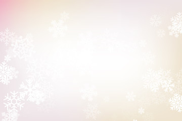 Winter glowing background. Vector holiday banner with lights, bokeh and snowflakes. Seasonal soft backdrop.