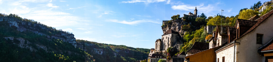 Rocamadour in the Lot department of southwest France. Its Sanctuary of the Blessed Virgin Mary, has for centuries attracted pilgrims from many countries.