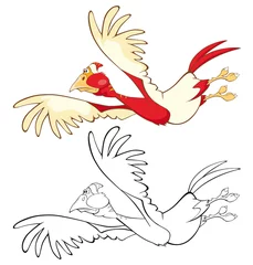 Gordijnen  Vector Illustration of a Cute Cartoon Character Bird  for you Design and Computer Game. Coloring Book Outline © liusa