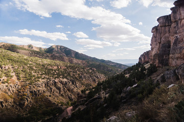 Fototapeta na wymiar Views of mountains and cliffs at Shelf Road, Colorado. 