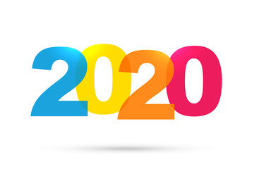 2020 new year concept colorful lettering banner template