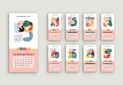 Colorful Illustrative Calendar Layout