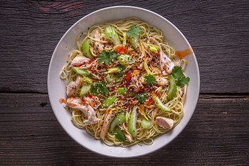 Udon with Chicken and Peanut Garlic Sauce