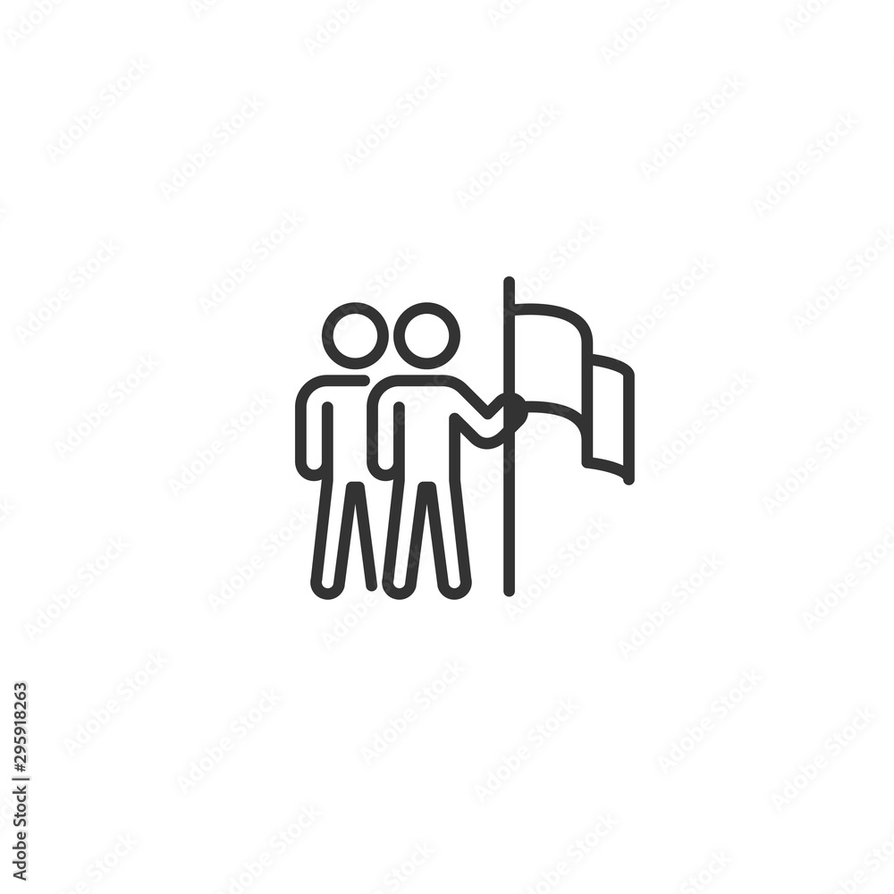 Poster Teamwork line icon in simple design on a white background
