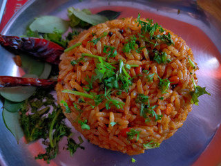 Picture of Indian traditional homemade rice dish prepared for festival