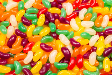 Colorful jelly beans isolated on white.