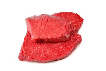 Beef steak isolated on white background.