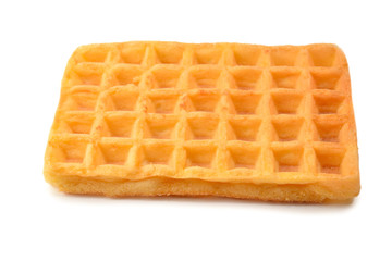 Belgian waffle isolated on white background.