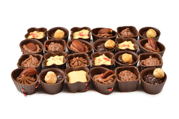 Mix of tasty chocolate candy collection.