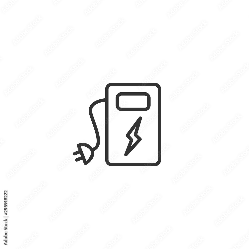 Poster electric filling station line icon in simple design on a white background
