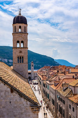 Fototapeta na wymiar Stradun street, the main street in Dubrovnik, Dalmatia, Croatia, sunny summer day, the most popular touristic travel destination 