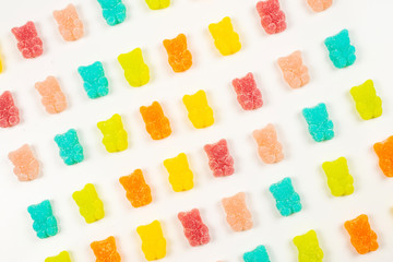 Jelly sweats bears isolated. Top view. Pattern.