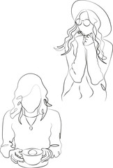 Women line set illustration, elegant design