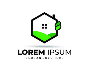 Leaf and Green House Logo Template