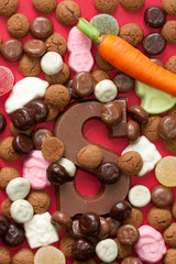 Background with traditional Dutch sweets for holiday Sinterklaas.
