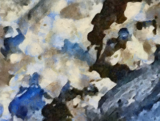 Close up oil paint abstract background. Art textured brushstrokes in macro. Part of painting. Old style artwork. Dirty watercolor texture. Modern pattern. Chaotic splashes. Multi-colors design.