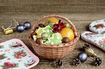 New Year's sweets and decorations in the village style