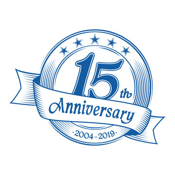 15th anniversary design template. 15 years celebration logo. Vector and illustration.