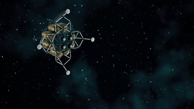 Lunar Lander Flying To The Moon. 4K. 3D Animation. 3840x2160.