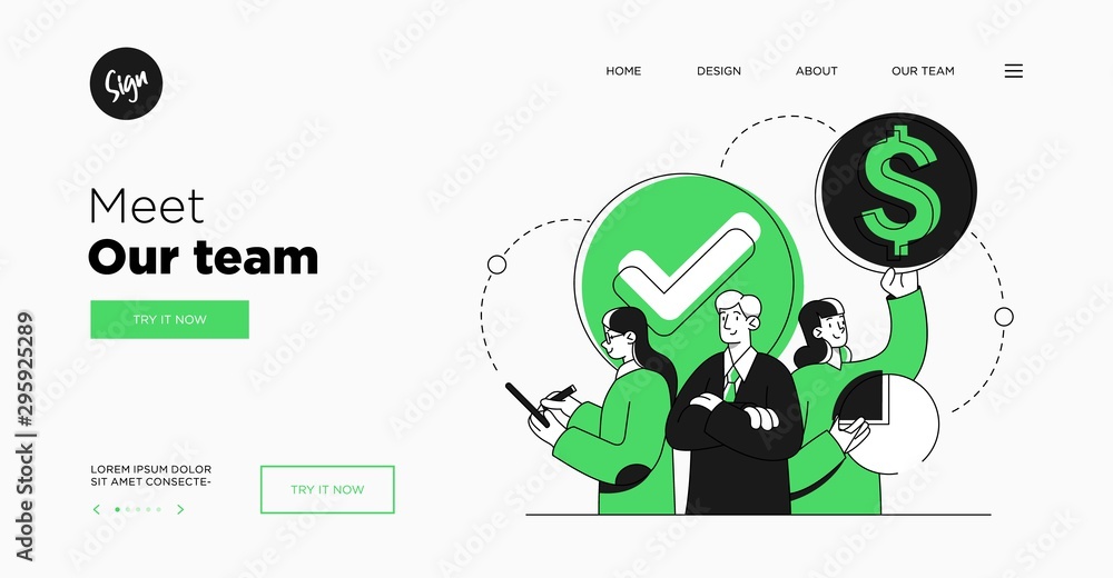 Poster presentation slide template or landing page website design. business concept illustrations. modern f