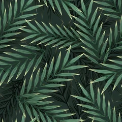 Gordijnen Helder tropisch naadloos patroon met jungleplanten. Exotische achtergrond met tropische bladeren. Vector © stonepic