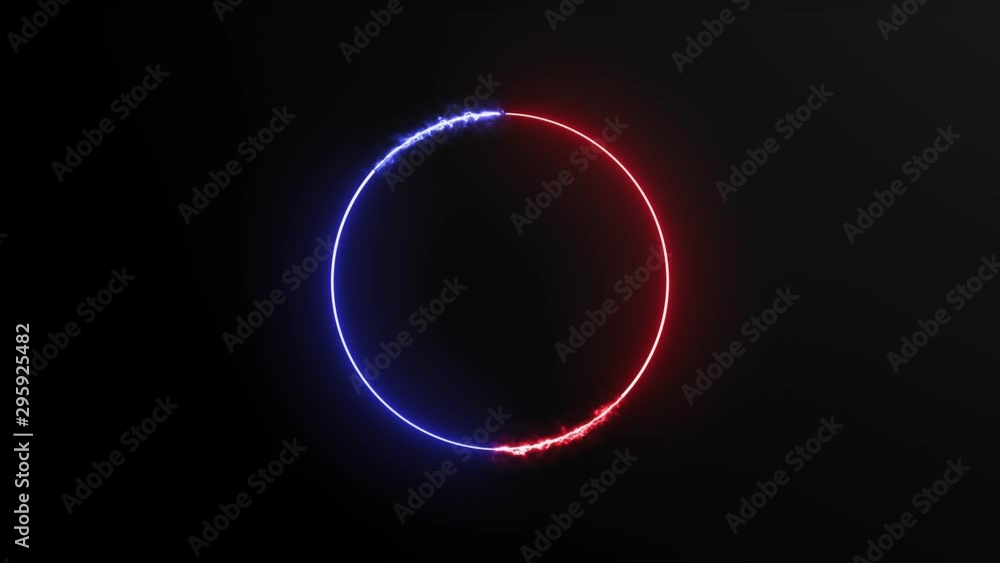Poster abstract background blue red spectrum fluorescent light with neon circle led animation 3d rendering