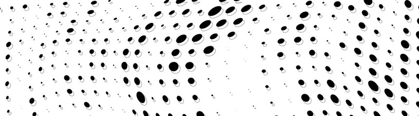 Vector halftone texture. Chaotic dance of dots. Template for printing on posters, labels, business cards. Abstract background