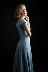 Fototapeta premium Blonde woman in 1930's vintage dress