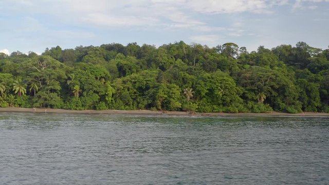Beach of the Pacific Ocean with rainforest in Choco, Colombia, near Nuqui