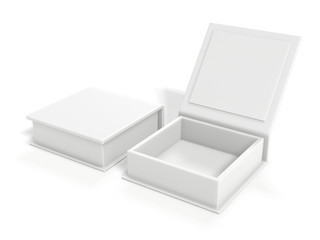 White blank cardboard box isolated on white background. Mock up template. 3d rendering.