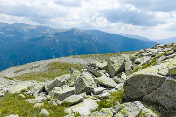 Fototapeta na wymiar Landscape from trail from Scary lake to Kupens peaks, Rila Mountain, Bulgaria