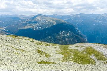 Fototapeta na wymiar Landscape from trail from Scary lake to Kupens peaks, Rila Mountain, Bulgaria