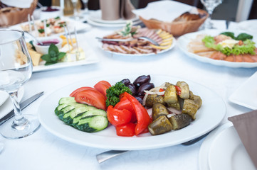 Festive table for celebration. European cuisine