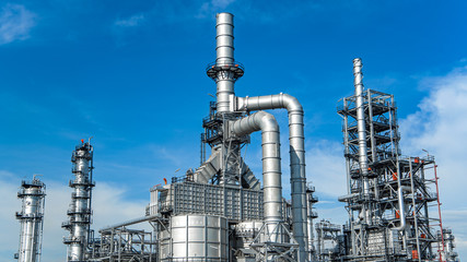 Oil and gas industrial refinery zone,Detail of equipment oil pipeline steel with valve from large...